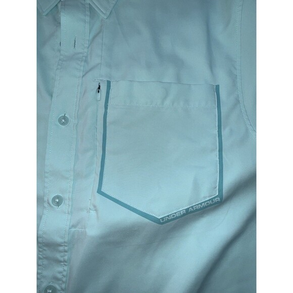 Under Armour Men’s Small Heat Gear Moisture Wicking Short Sleeve Button Up - Picture 6 of 7
